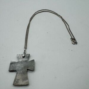 Vintage sterling 925 stone cross pendant